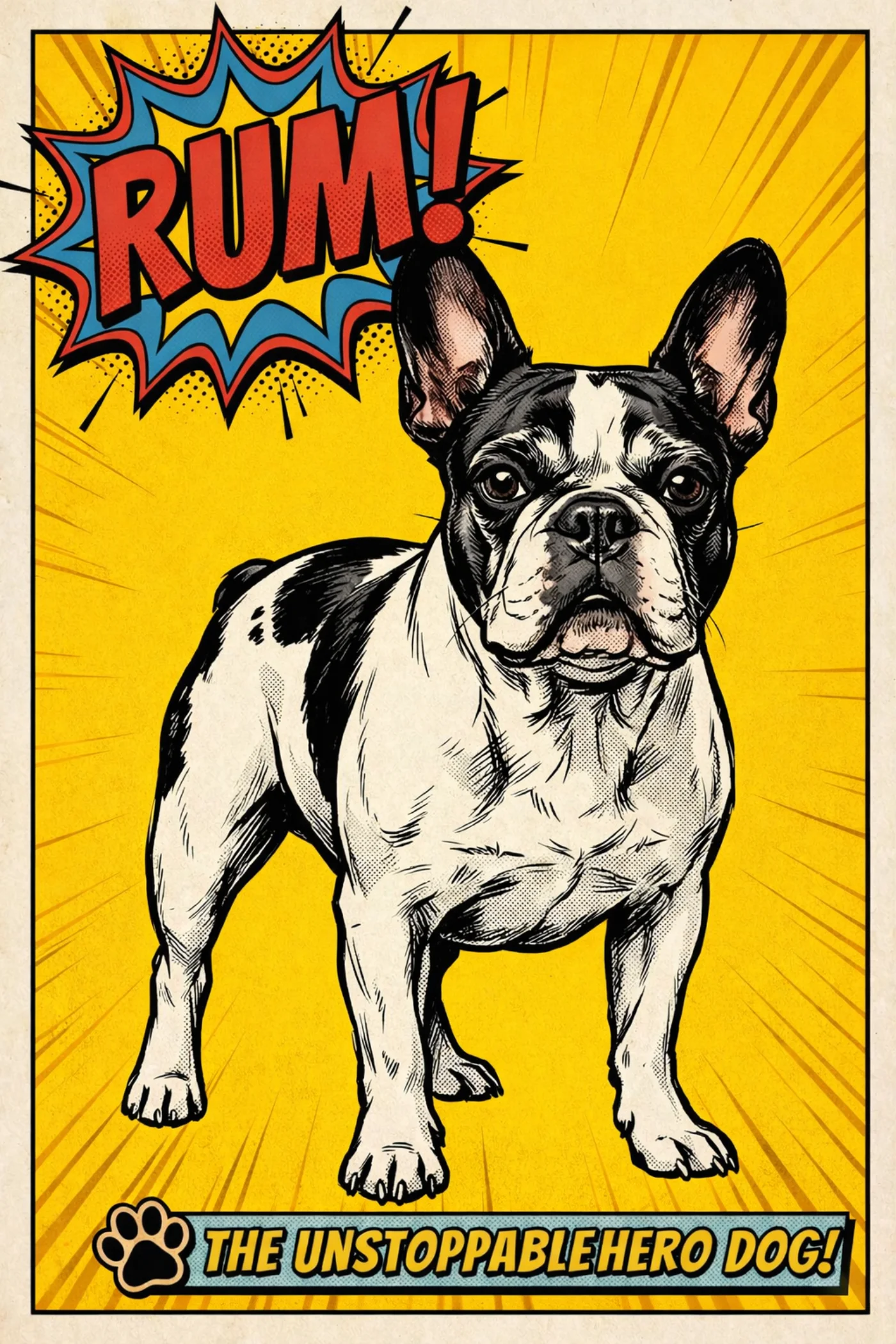 無敵のヒーロー犬RUMのコミックポスター